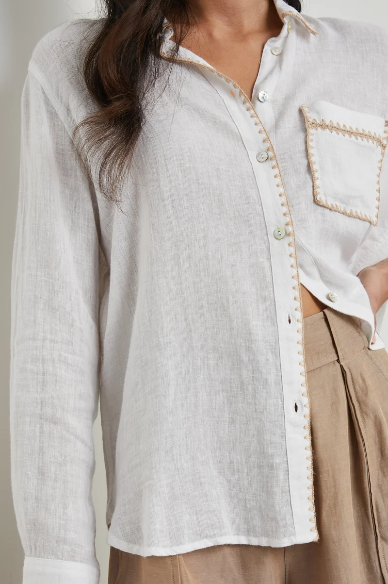 Charli White Blanket Stitch