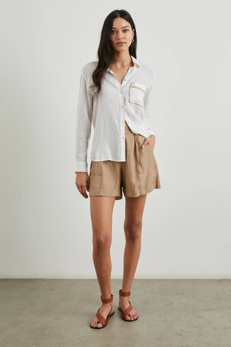 Charli White Blanket Stitch