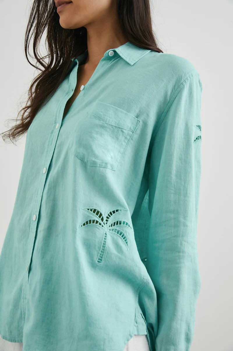 Charli Aqua Palm Tree Eyelet