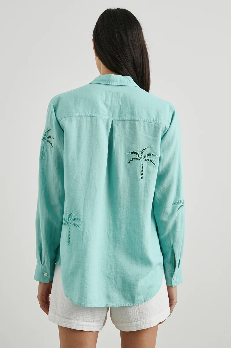 Charli Aqua Palm Tree Eyelet