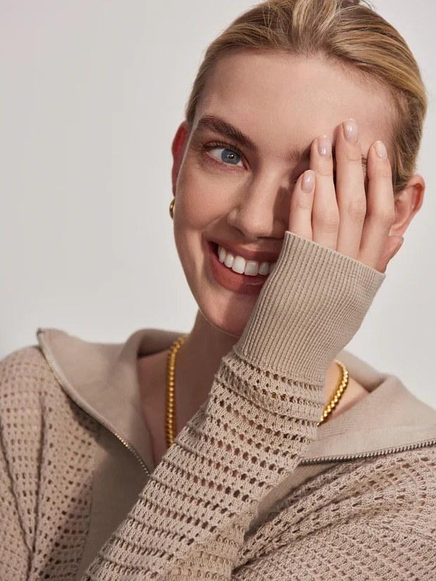Billie Half Zip Knit Stone