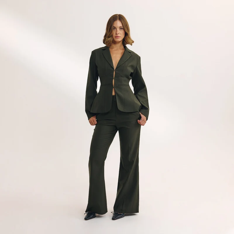 Flared Trousers - Dark Green