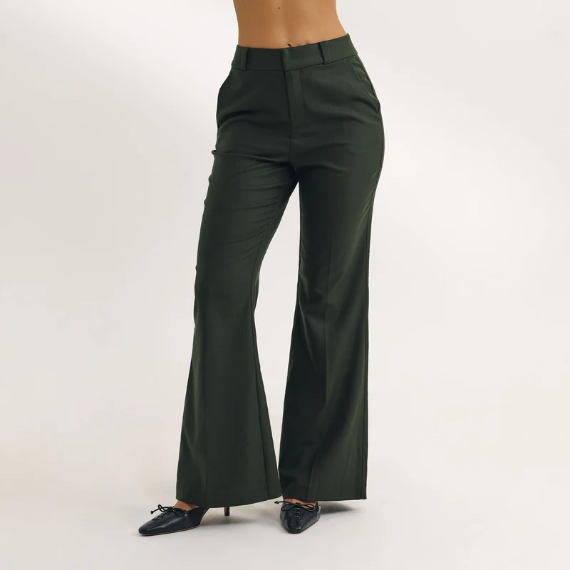 Flared Trousers - Dark Green