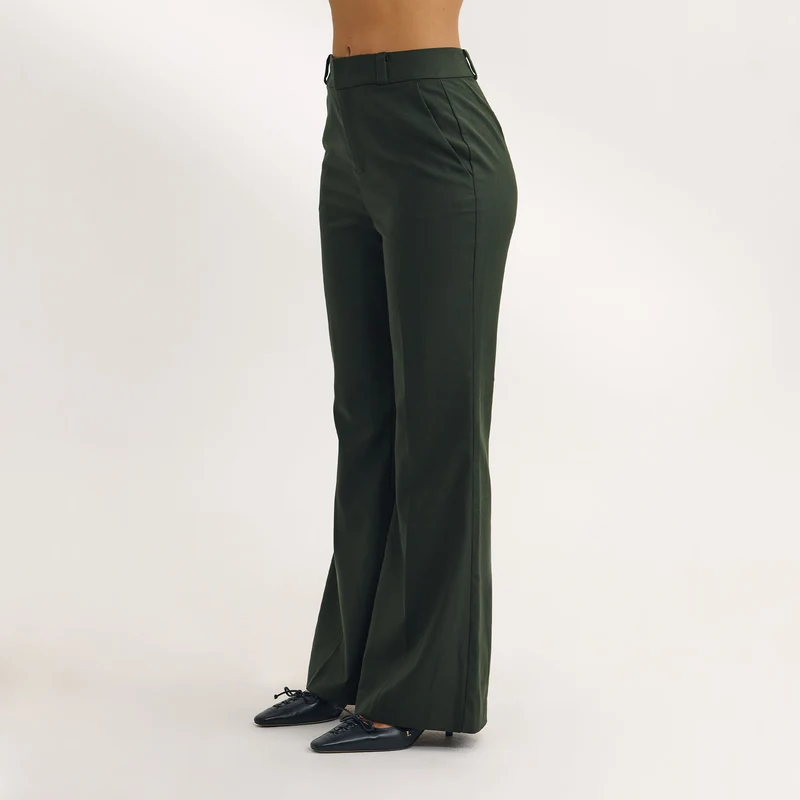Flared Trousers - Dark Green