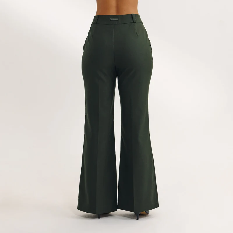 Flared Trousers - Dark Green