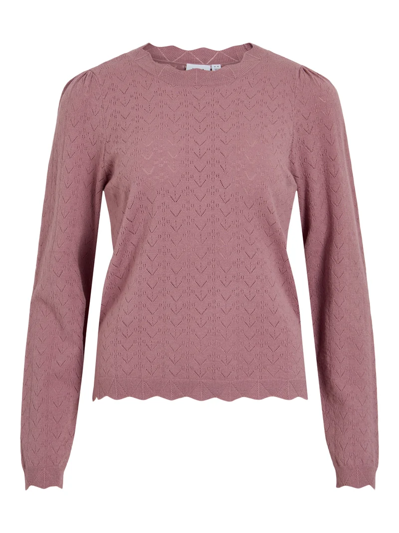 VIFEMI O-NECK L/S KNIT TOP/LC
