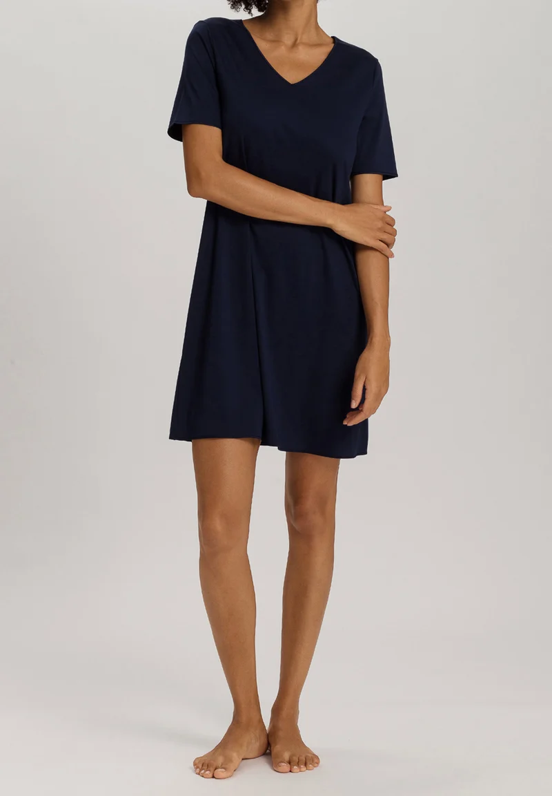 Cotton Silk S/SLV Nightdress 90cm | deep navy 074814-071610
