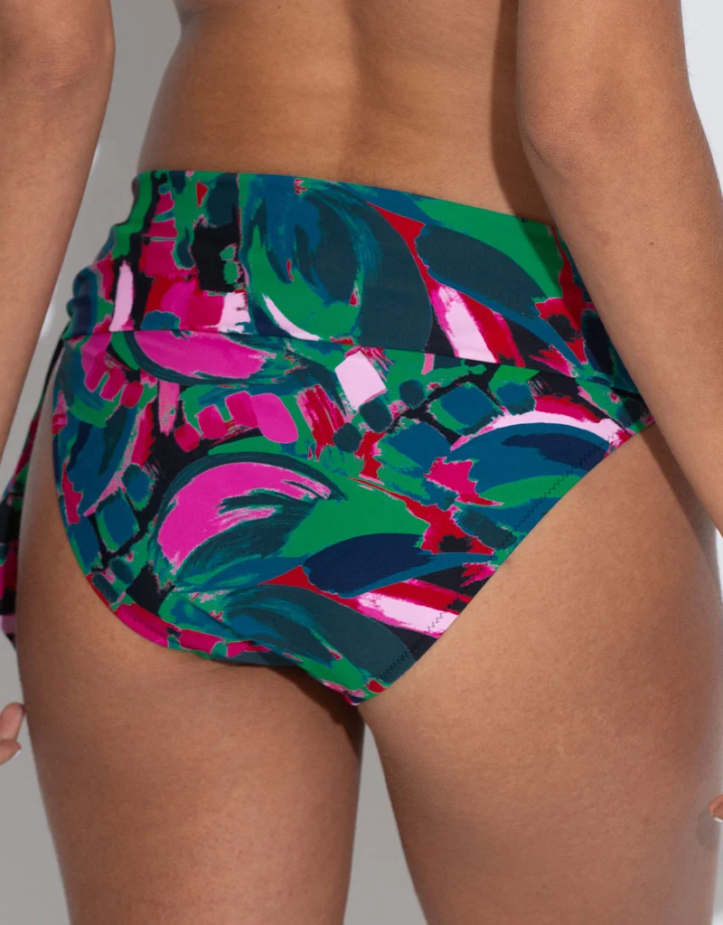 Pour Moi Heatwave Fold Over Bikini Brief Black Multi Print