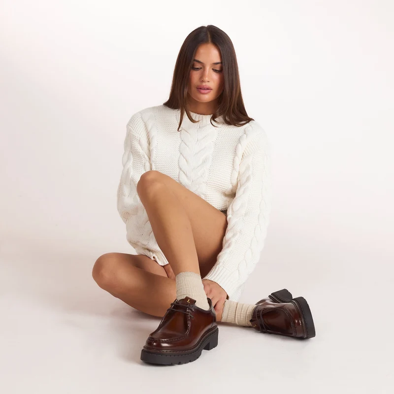Etta Lace-Up Chunky Loafers - Tan