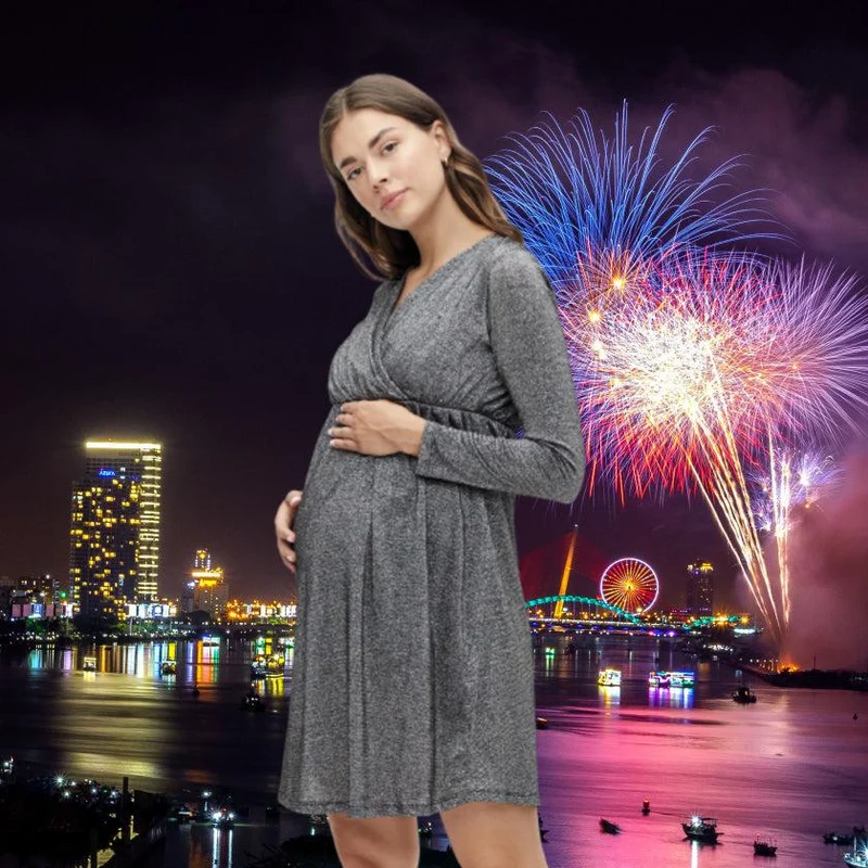 Mamalicious Glitzerkleid für Umstandsmode und Stillzeit