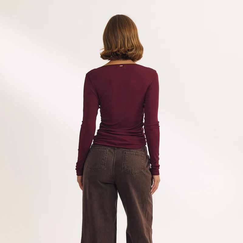 Slash Neck Top - Cherry Lacquer
