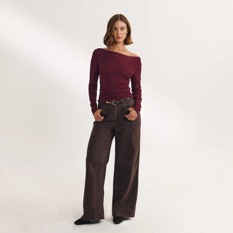 Slash Neck Top - Cherry Lacquer