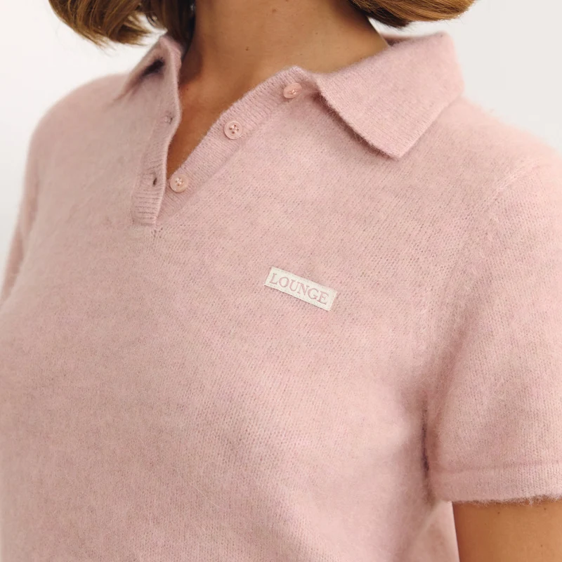 Knitted Polo Top - Pink