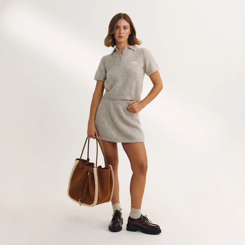 Knitted Mini Skirt - Mink