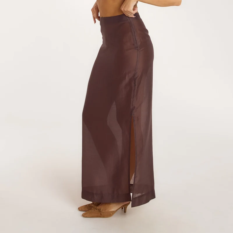 Sheer Maxi Skirt - Chocolate