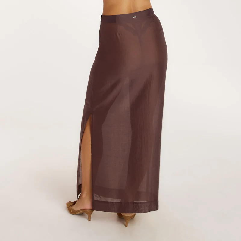 Sheer Maxi Skirt - Chocolate