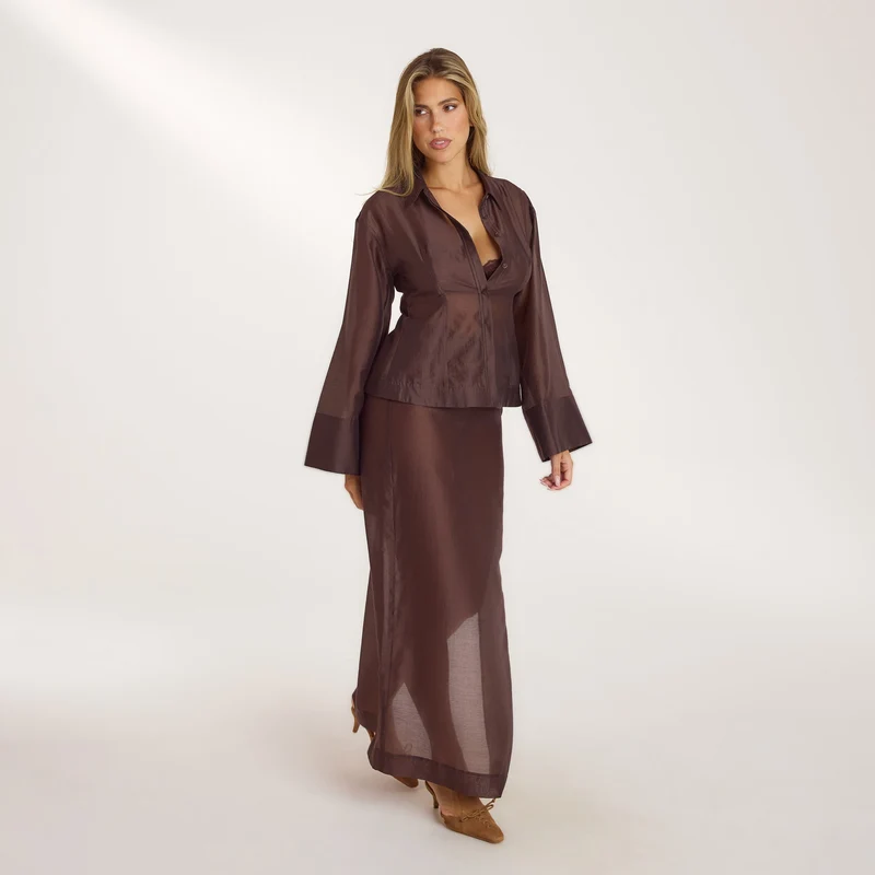 Sheer Maxi Skirt - Chocolate