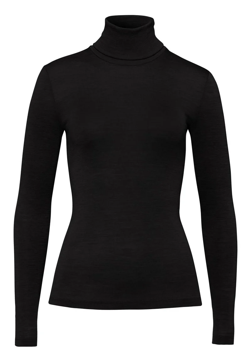 Woolen Silk Turtle-Neck Shirt | black 071423-070018