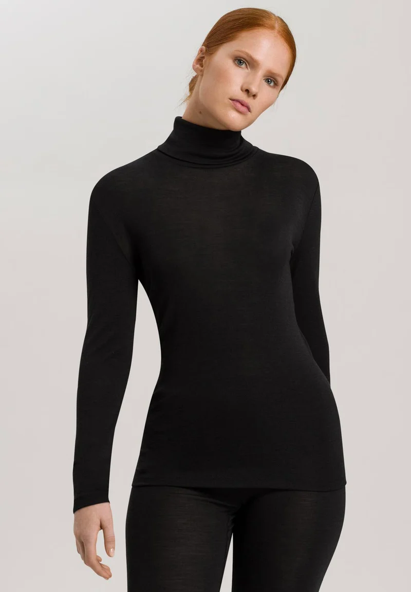 Woolen Silk Turtle-Neck Shirt | black 071423-070018