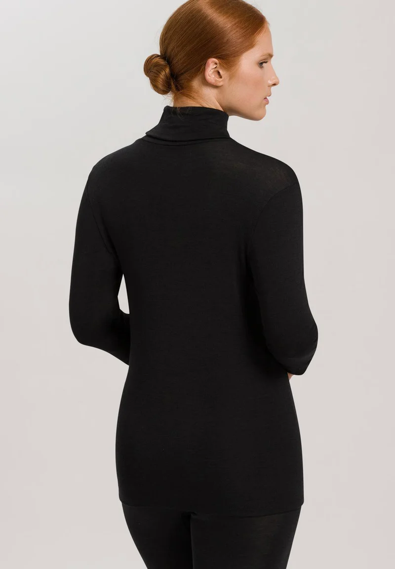 Woolen Silk Turtle-Neck Shirt | black 071423-070018