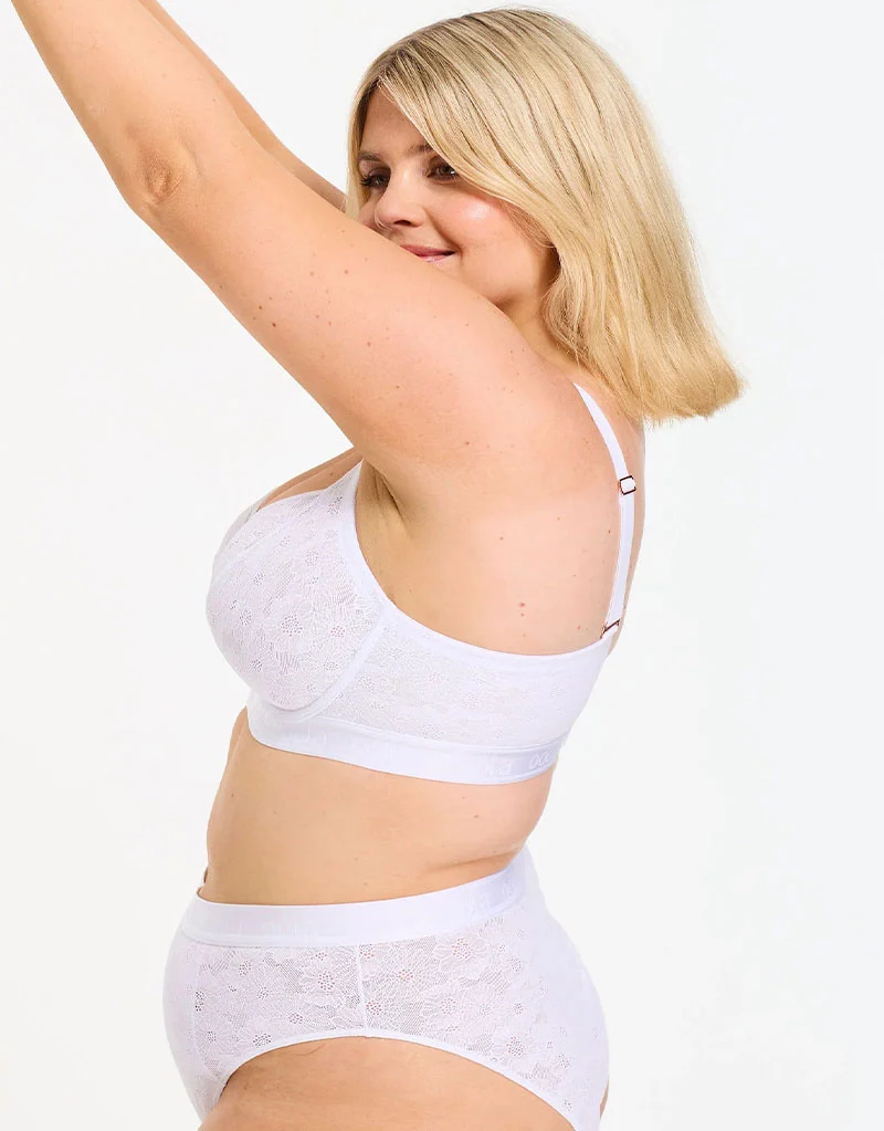 Oola Floral Lace Plunge Bra White