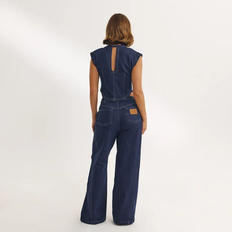 Fitted Denim Top - Indigo Blue