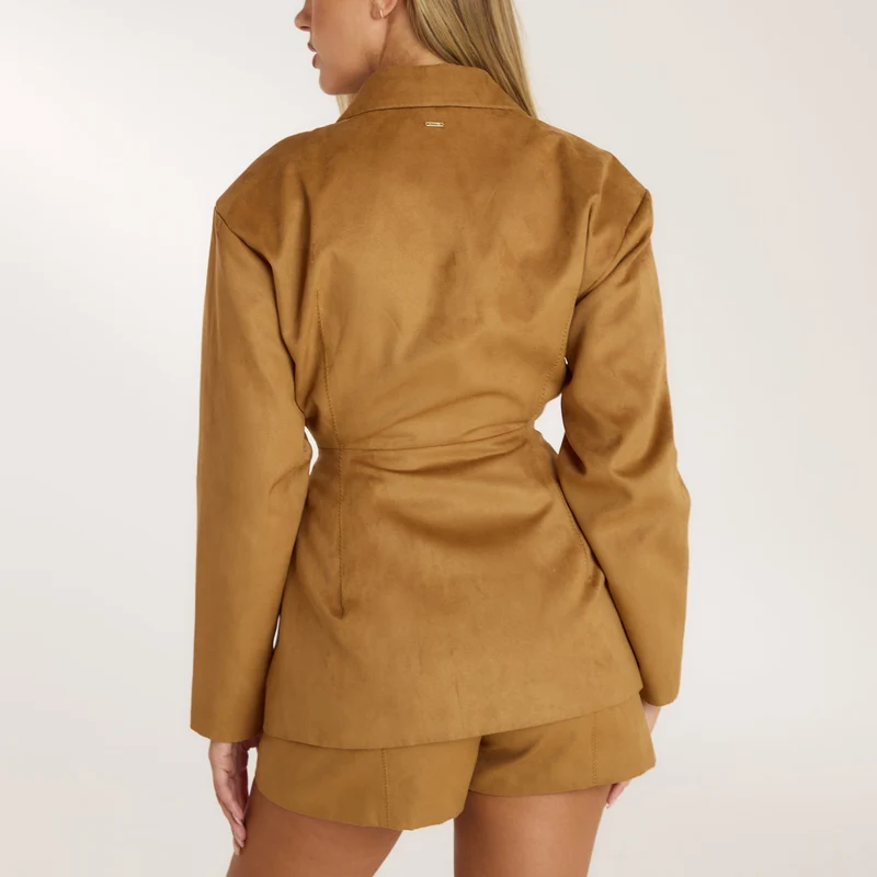 Suedette Blazer - Tan
