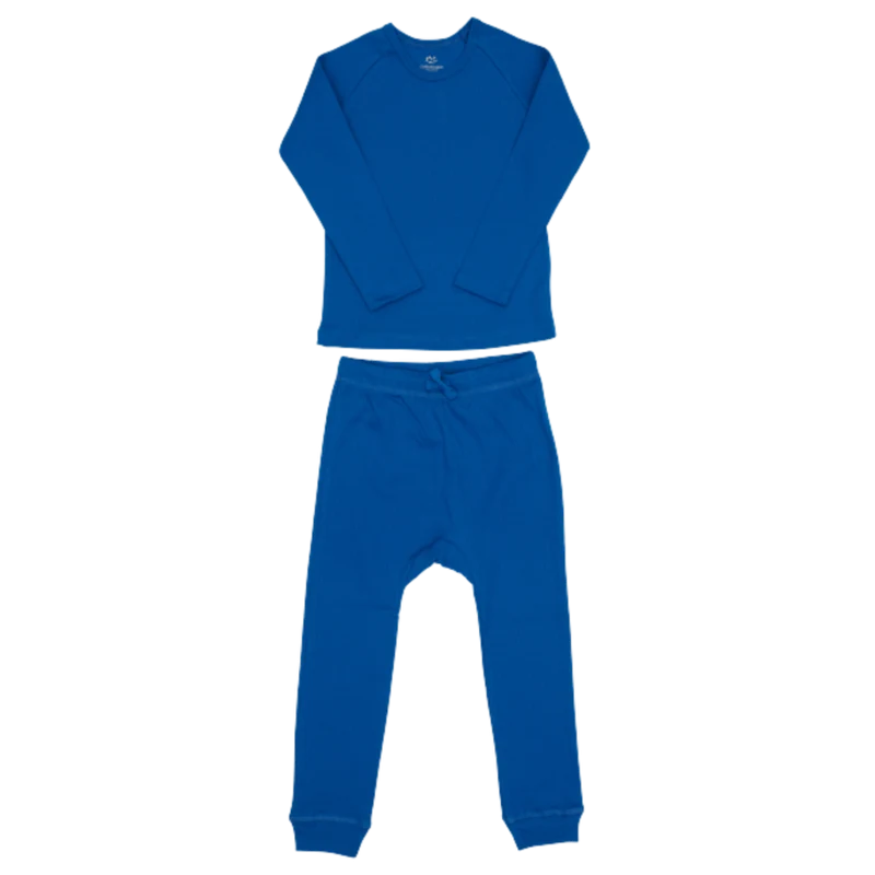 Copenhagen Colors 2-teiliges geripptes Nachthemd – Scharfes Blau