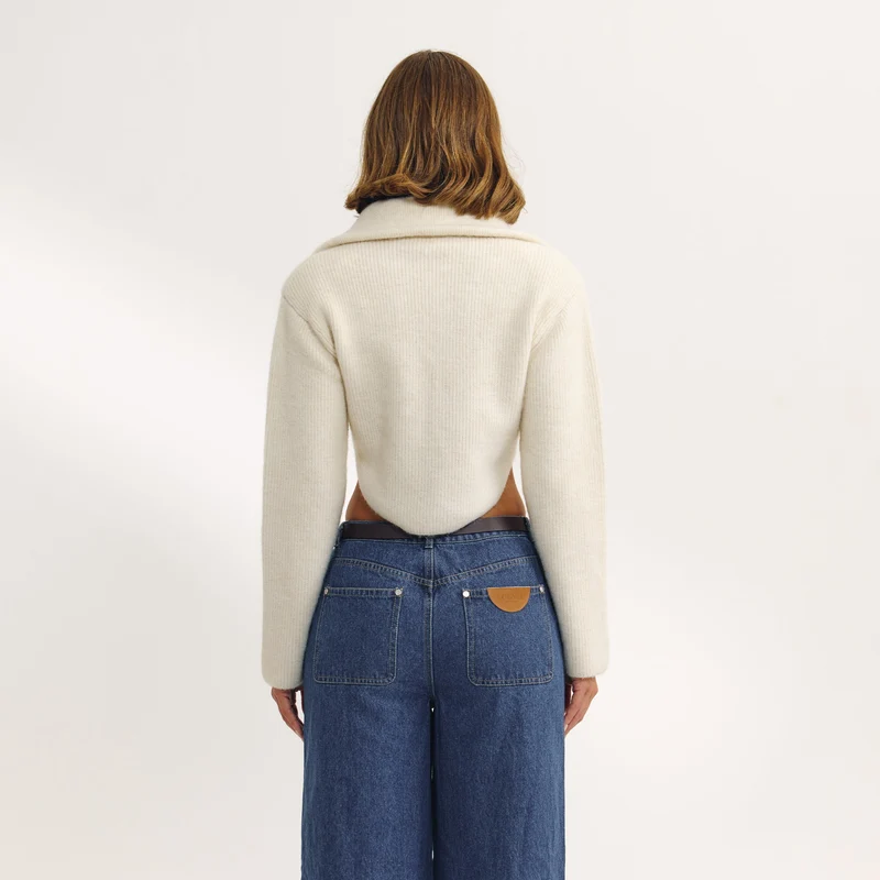 Structured Knitted Jacket - Cream