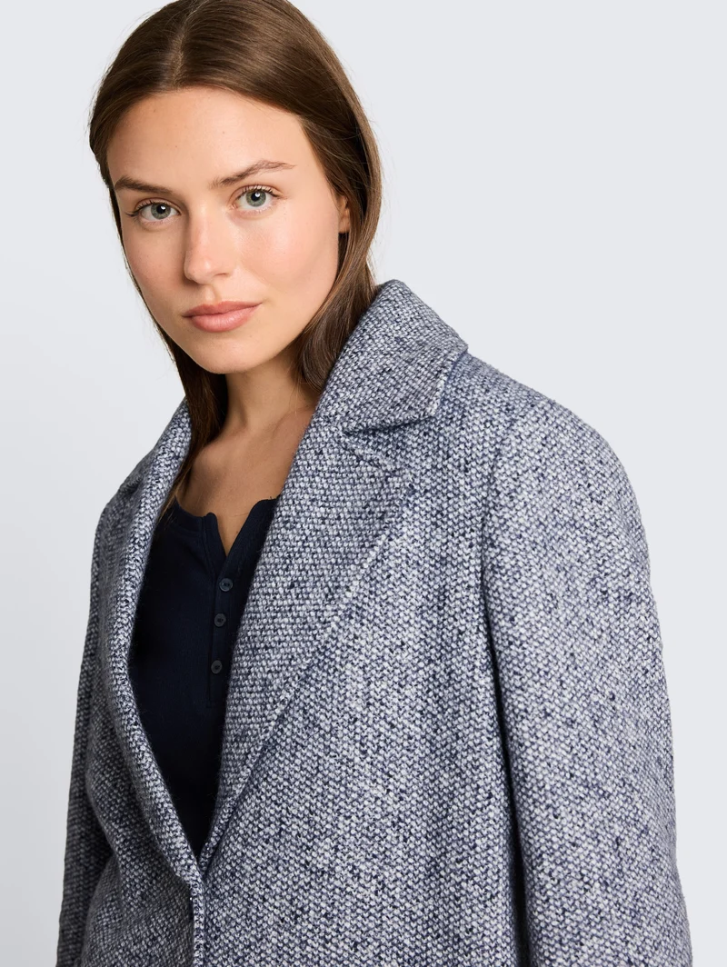 Bouclé Mantel mit Reverskragen