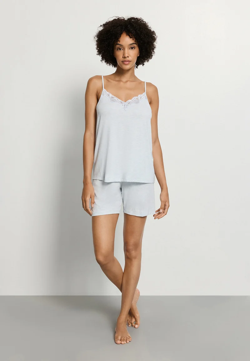 Natural Elegance Sleeveless Short Pyjama | watery blue melange 074962-073081
