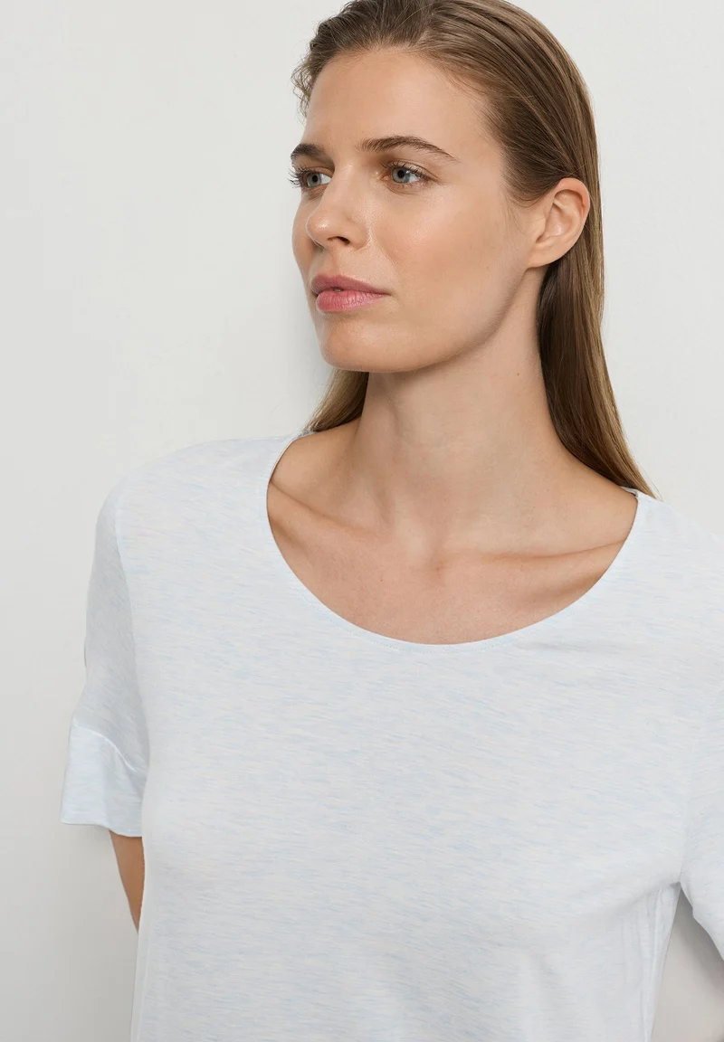 Natural Elegance S/SLV Shirt | watery blue melange 074902-073081