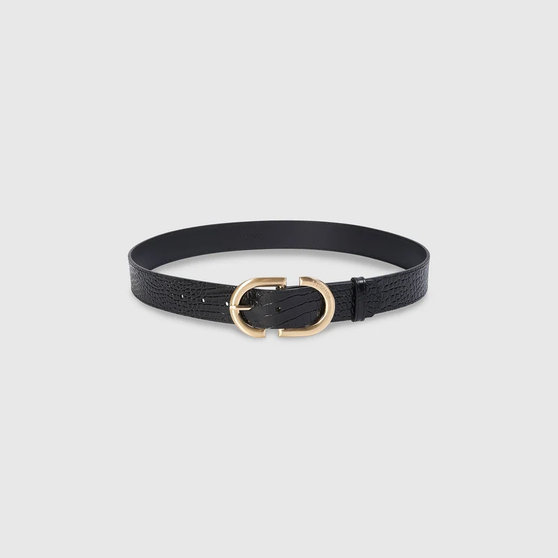 Curved Buckle Belt - Black