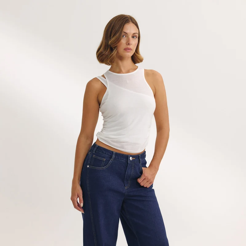 Layered Tank Top - White