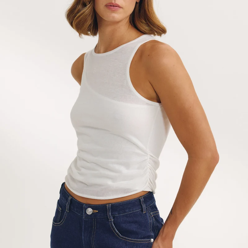 Layered Tank Top - White