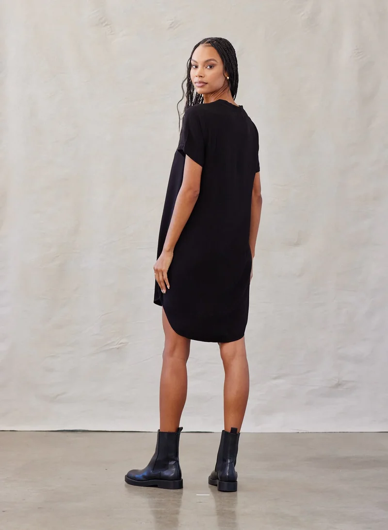 Vintage Black V Neck Dress