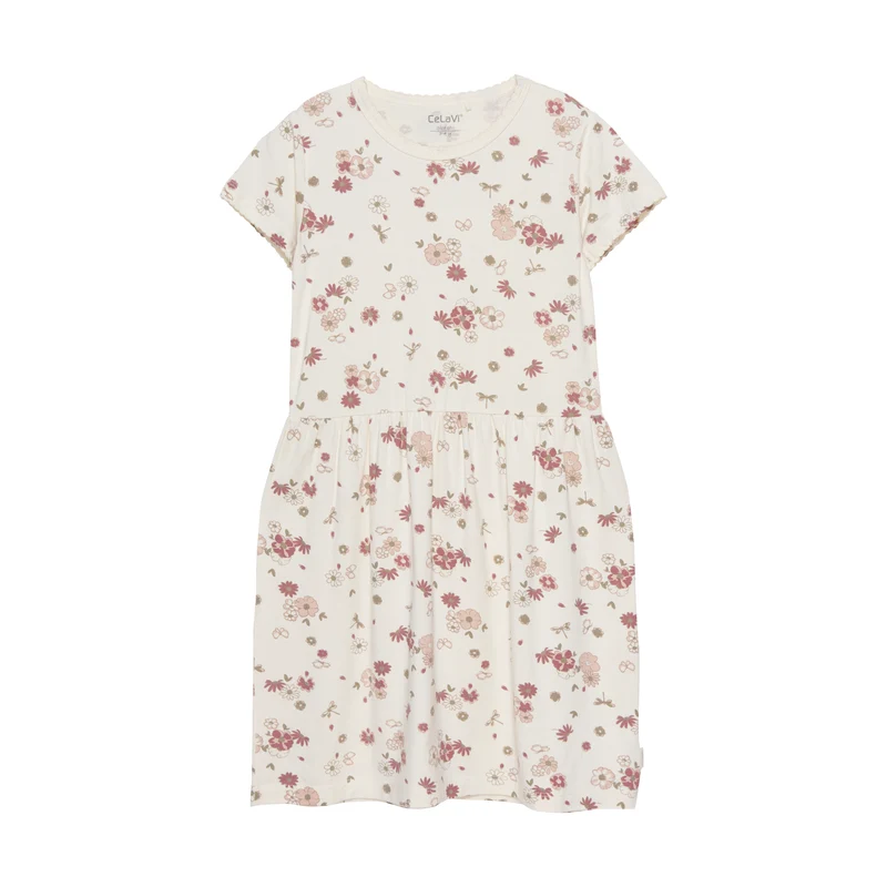 Celavi Kleid aus Bambus - Blumen - Rosenwolke