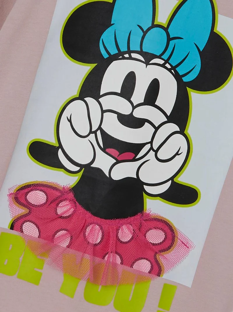 Langarmshirt mit Namen – Minnie Maus – Violett-Eis