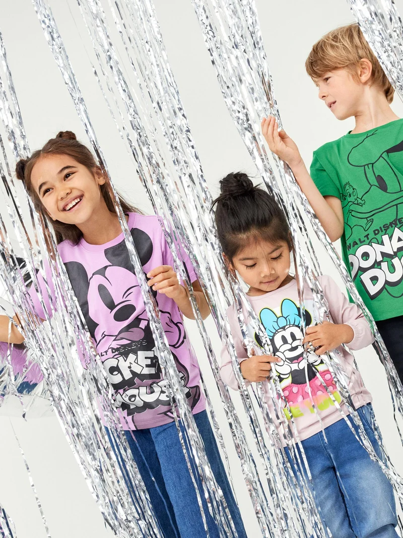 Langarmshirt mit Namen – Minnie Maus – Violett-Eis