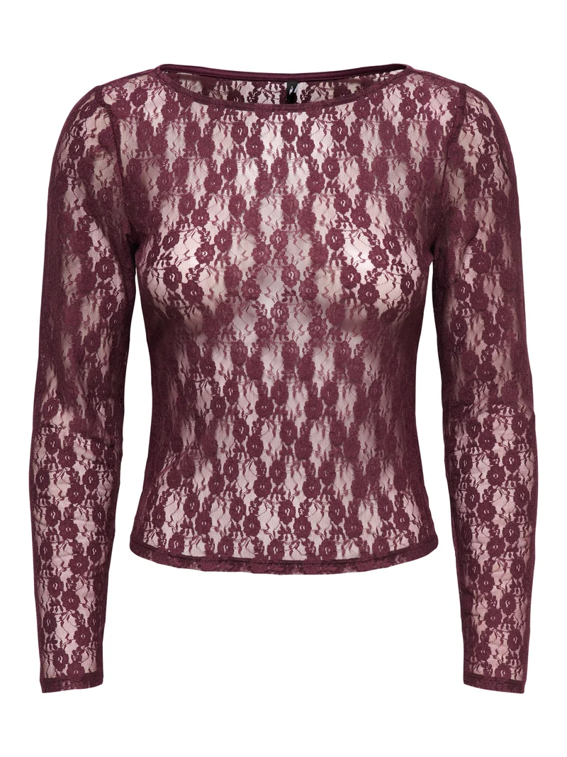 ONLNIKITA L/S BOATNECK LACE TOP BOX JRS