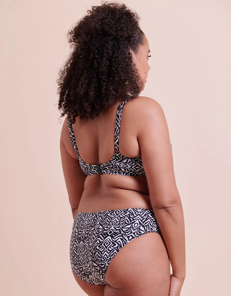 Curvy Kate Wild Horizon Padded Balcony Bikini Top Black Print