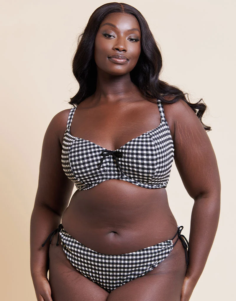 Curvy Kate Holiday Check Tie-Side Bikini Brief Black
