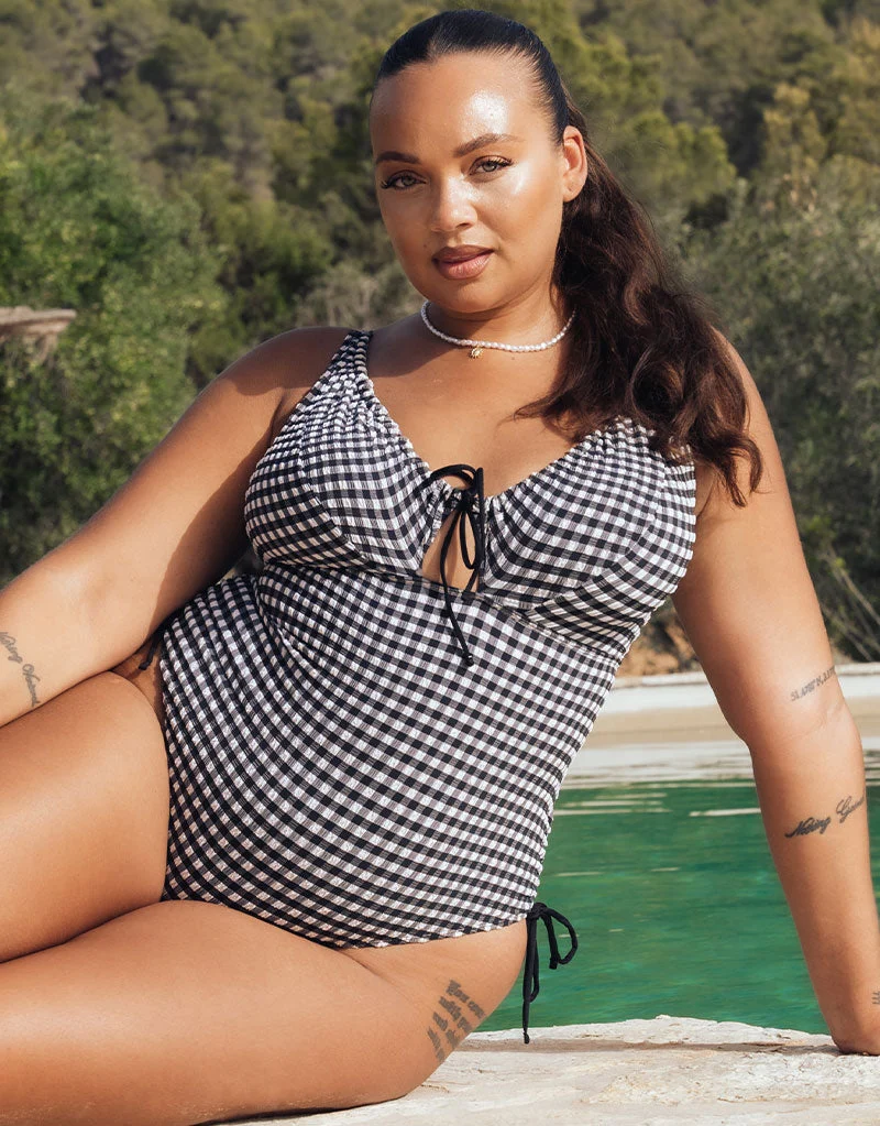 Curvy Kate Holiday Check Non Wired Swimsuit Black