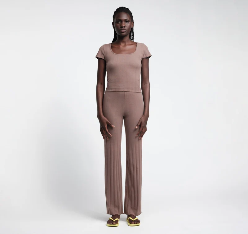Pointelle Straight Leg Pants