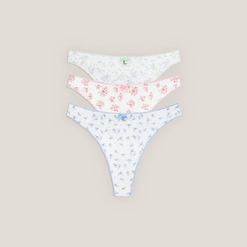 Bloom Thongs (3-Pack) - Floral Print