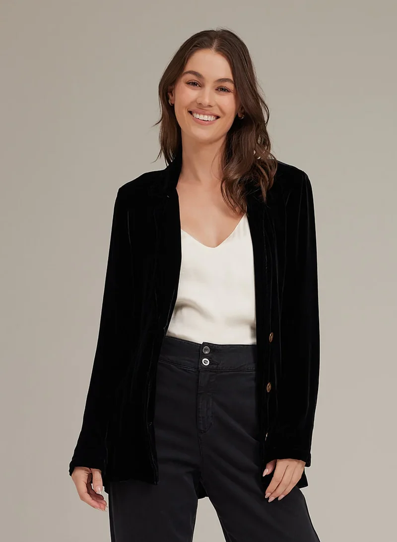 Notch Collar Belted Blazer