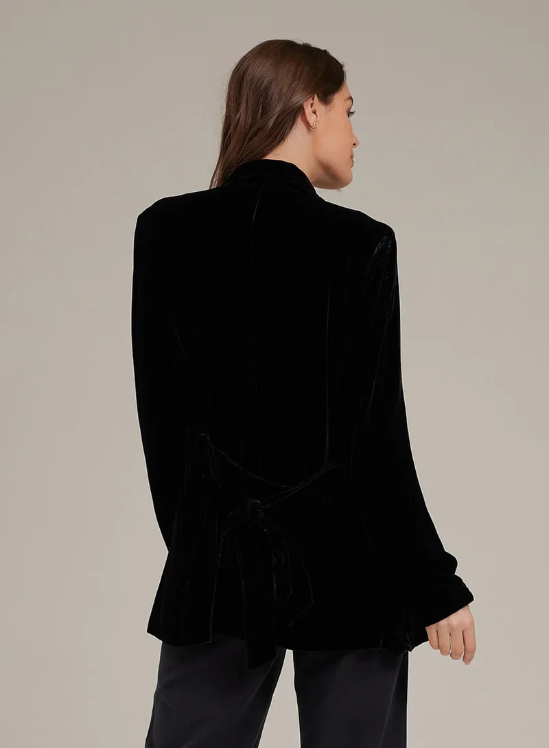 Notch Collar Belted Blazer
