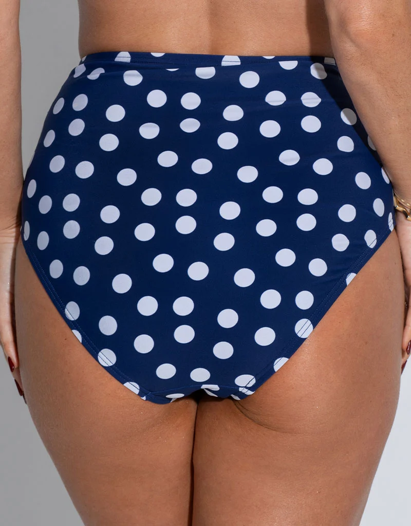 Pour Moi Santa Monica High Waist Control Bikini Brief Navy Blue/White Spot