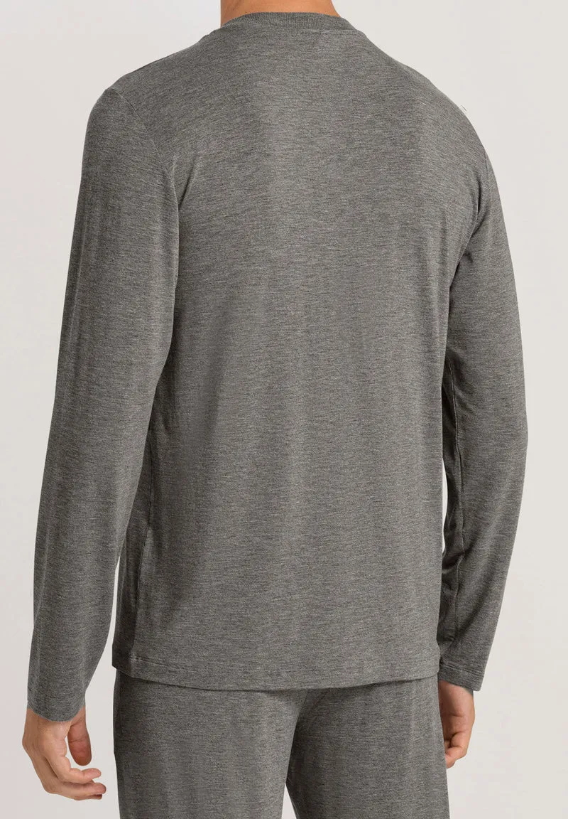 Casuals L/SLV Shirt V-Neck | stone melange 075036-071945