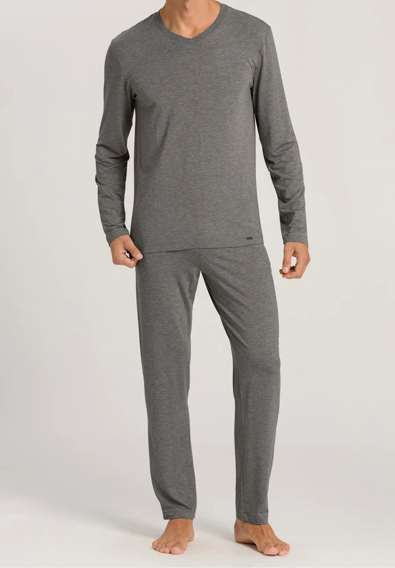 Casuals L/SLV Shirt V-Neck | stone melange 075036-071945